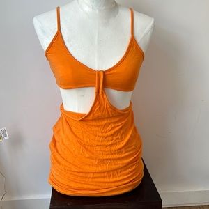 Cutout waist orange mini dress